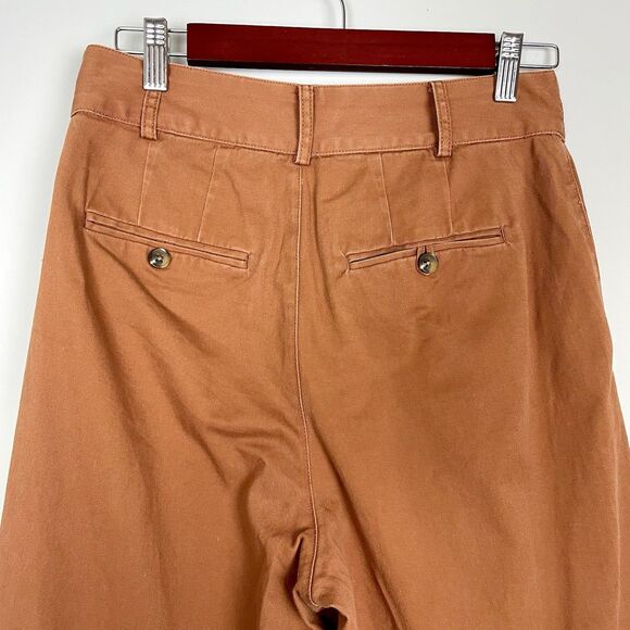 Madewell Pleated Baggy Wide Leg High Rise Flowy Pant Burnt Orange Women's Size 4 - Picture 8 of 11